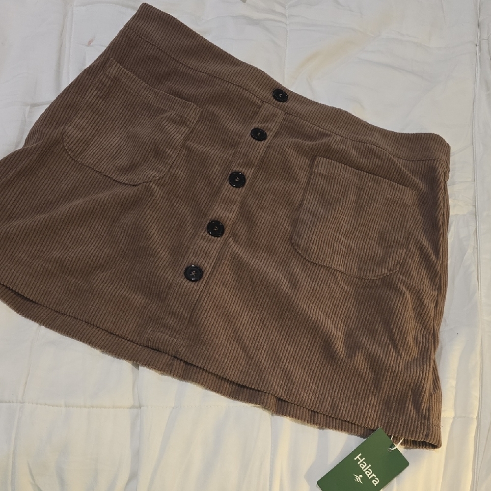 HALARA Brown A-Line Mini Skirt Casual